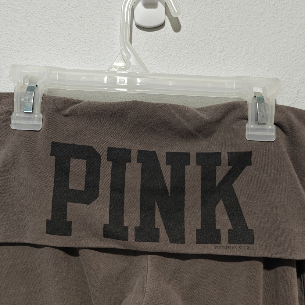 True Y2K Victoria's Secret Pink Fold Over Yoga Pants Medium Brown With Gray Hue - Picture 4 of 9